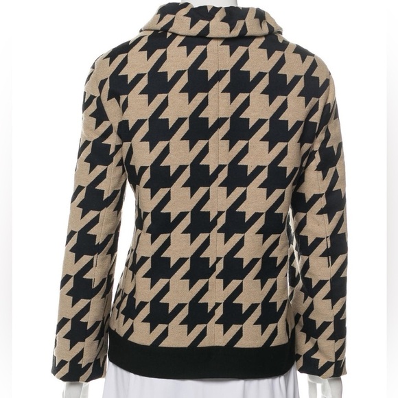 AKRIS PUNTO Houndstooth Jacquard Jacket in Caramel Black Sz10 - Picture 7 of 16